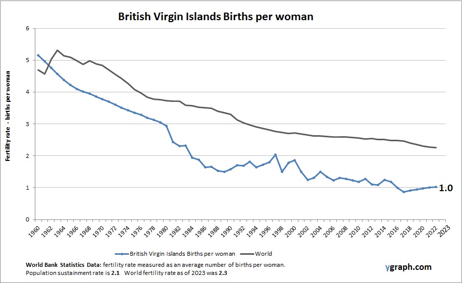 British Virgin Islands Births per woman