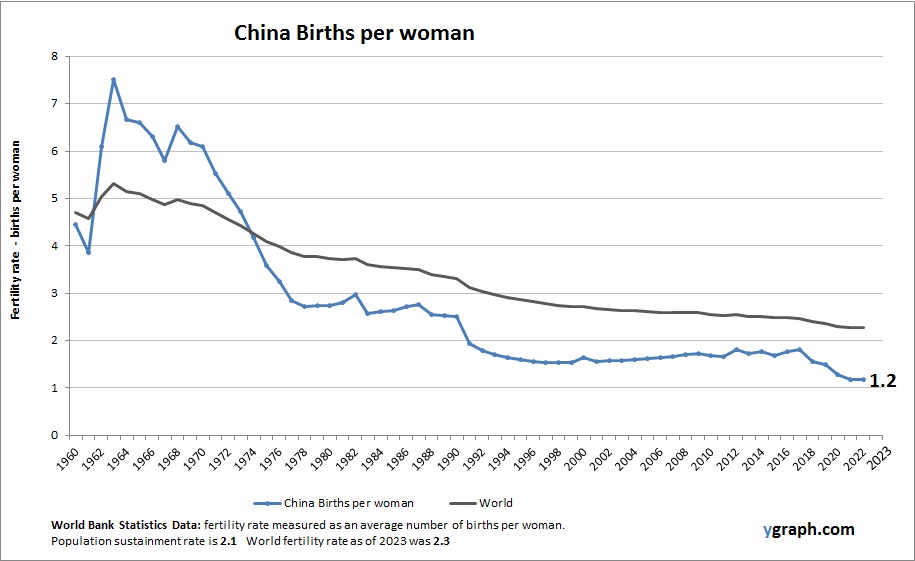 China Births per woman