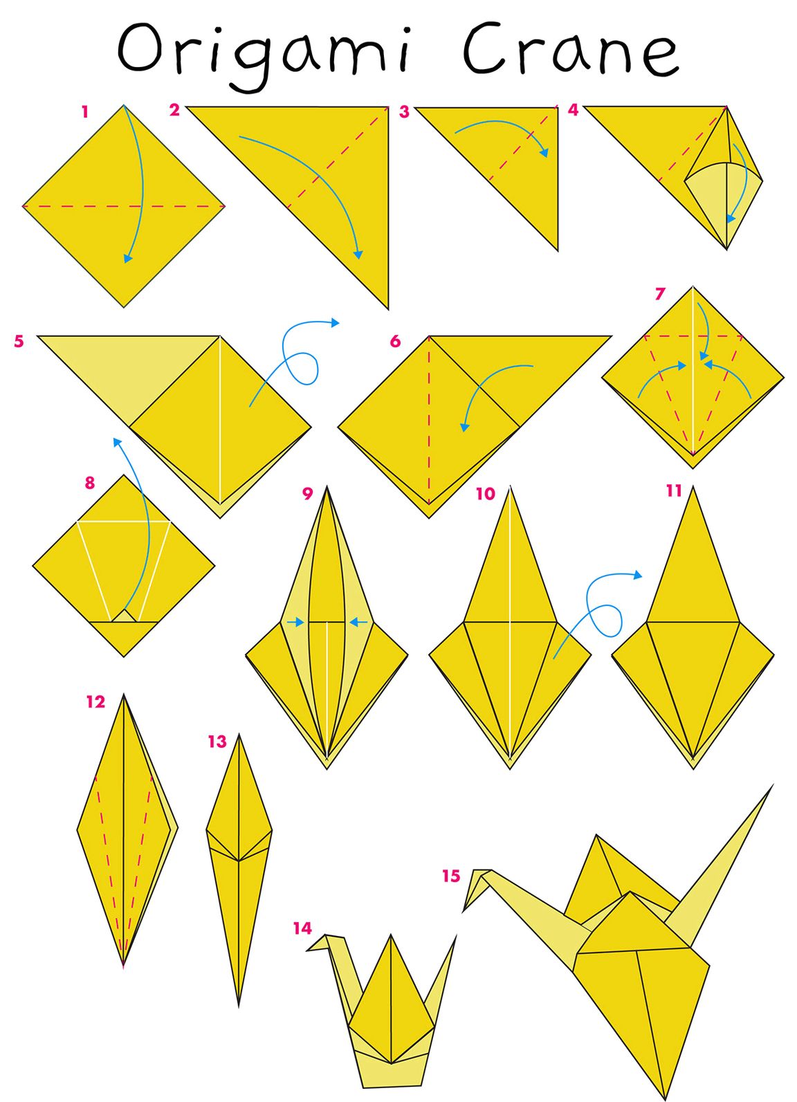 Crane origami diagram