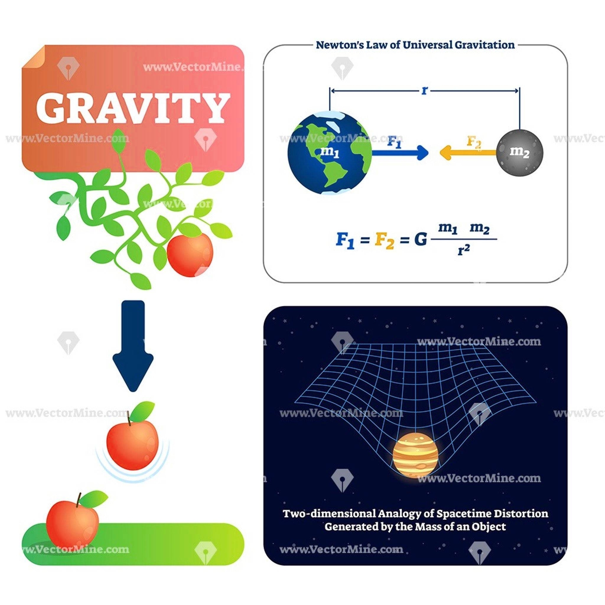 Gravity Explanation Diagram With Formula Physics Gravitation Concept Map