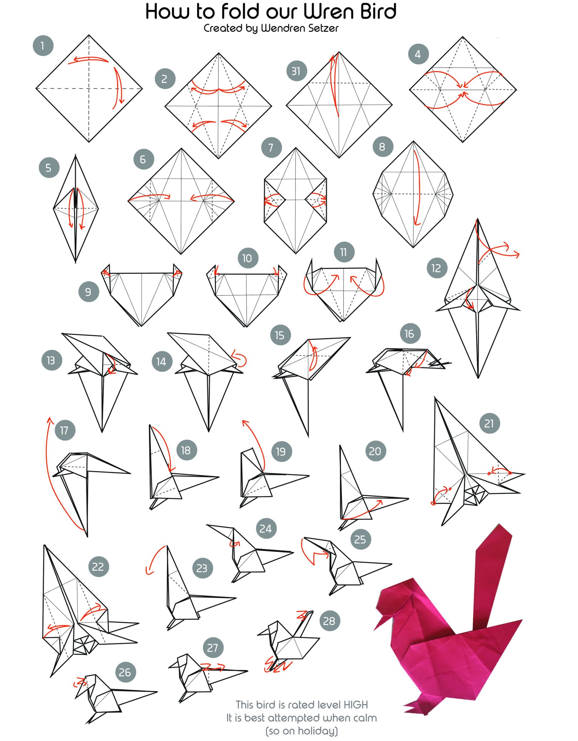 How to make bird origami