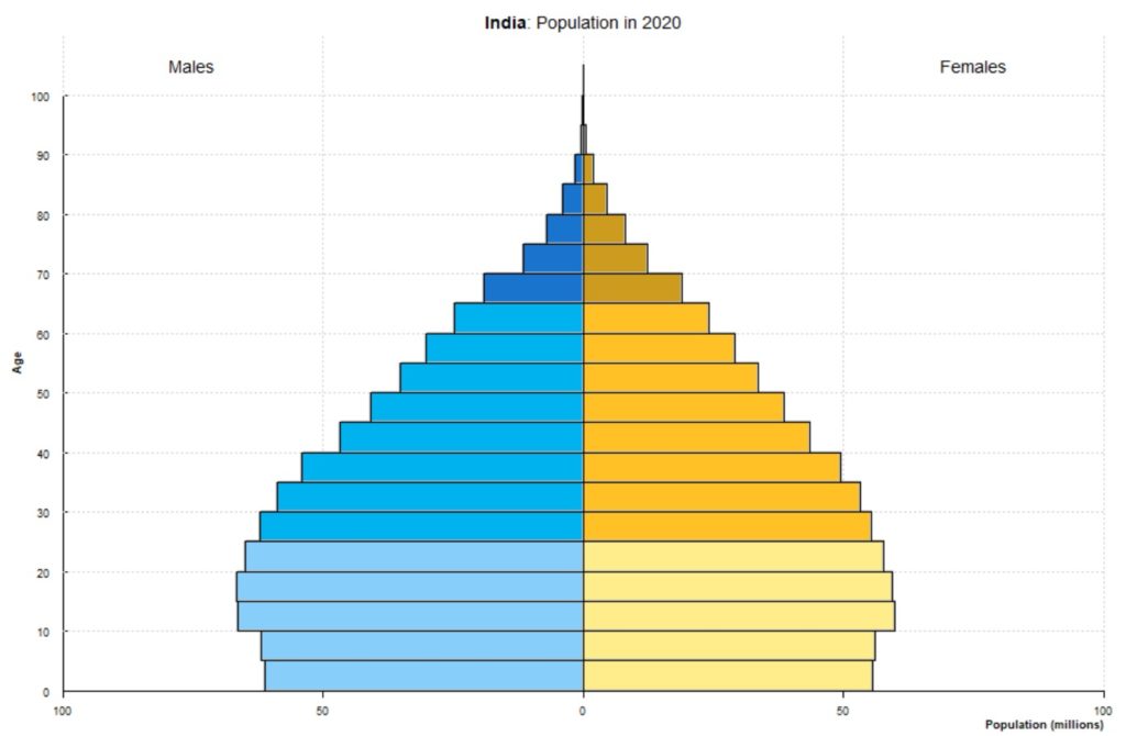 India population pyramid Ygraph
