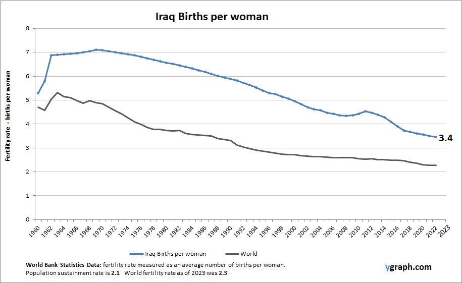 Iraq Births per woman