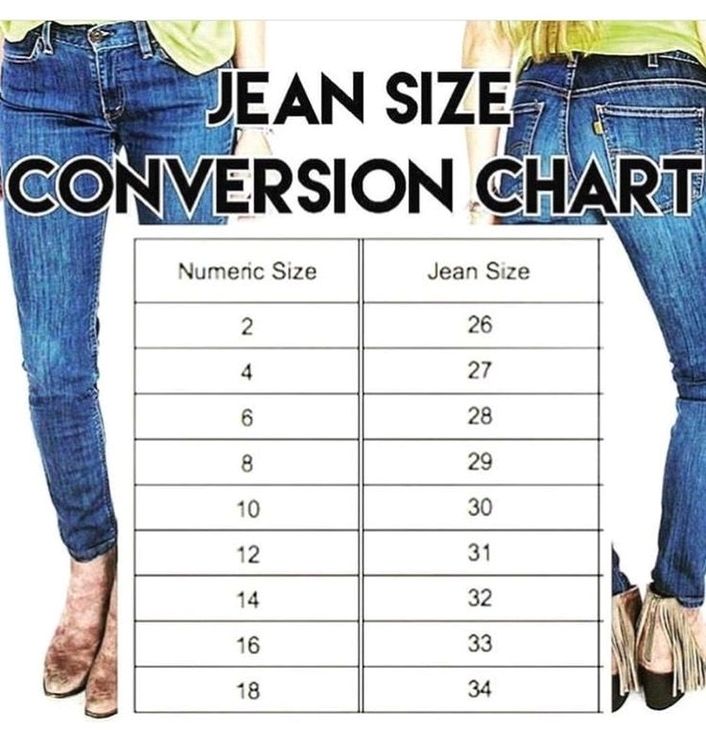 Jean size conversion chart