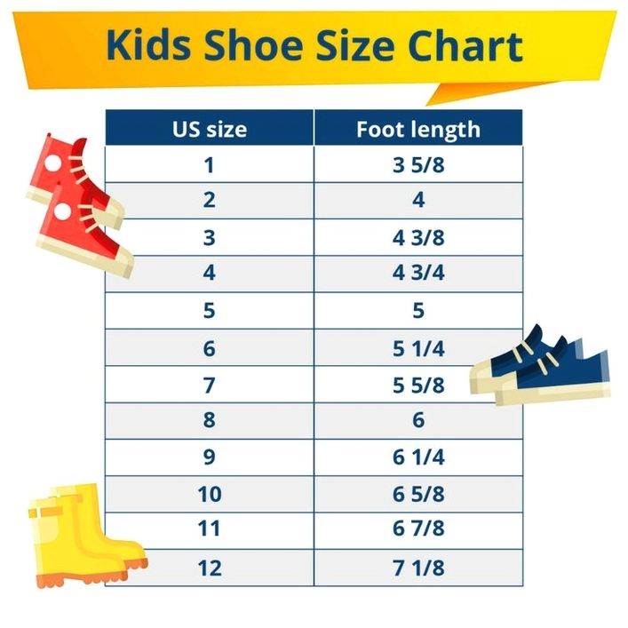 Kids shoe size chart