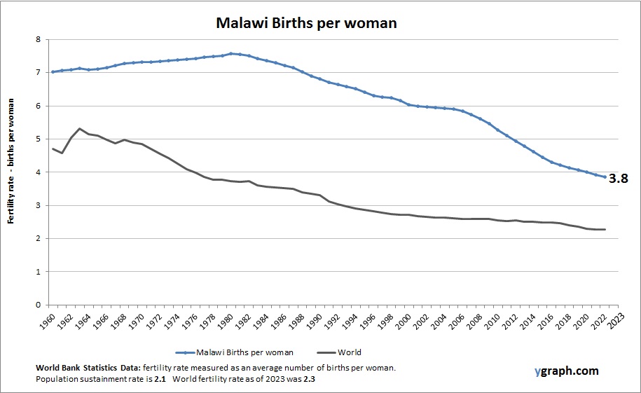 Malawi Births per woman