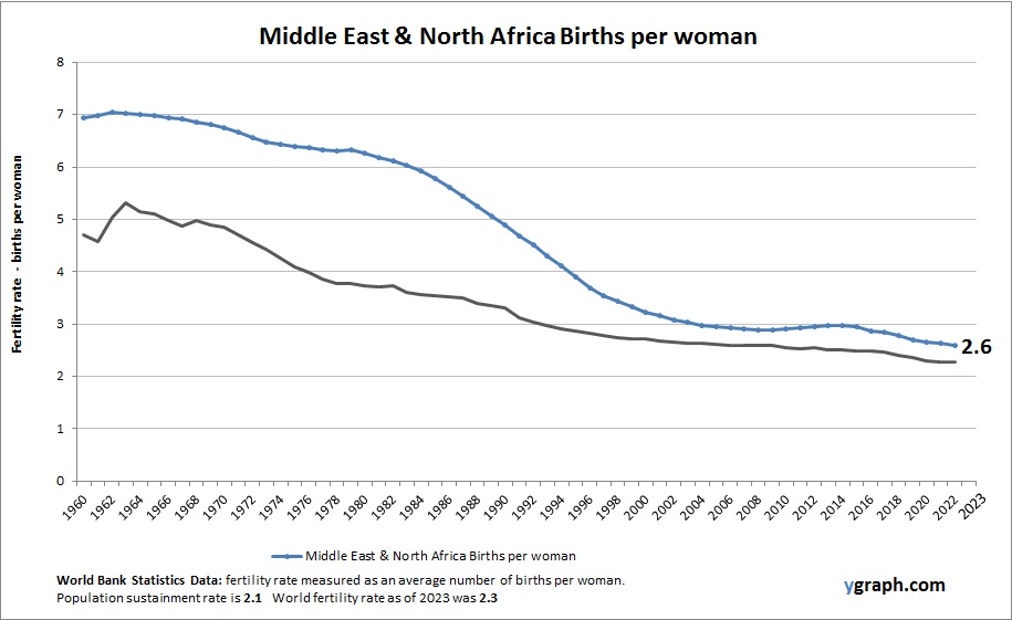 Middle East & North Africa Births per woman