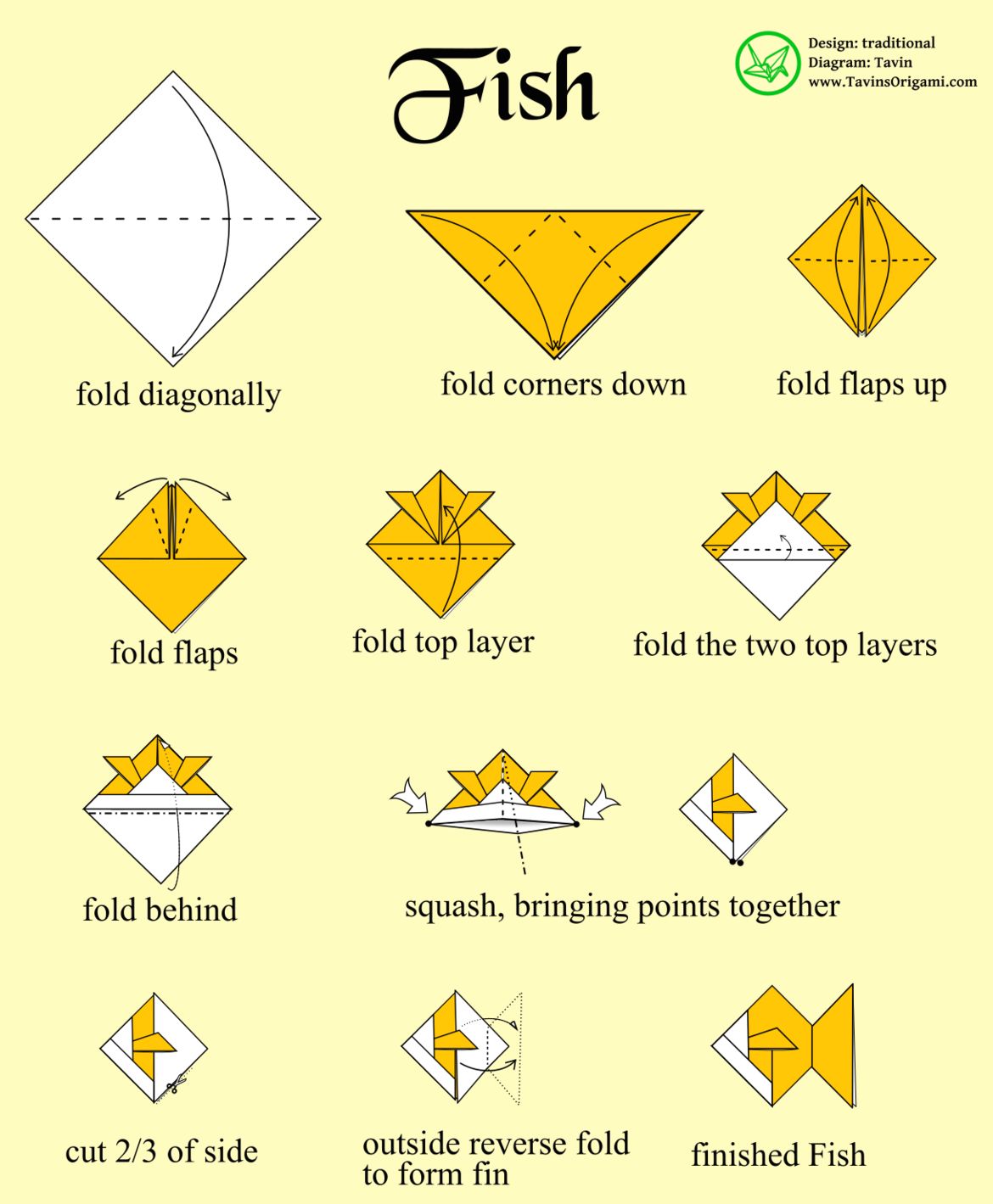 Origami fish instructions