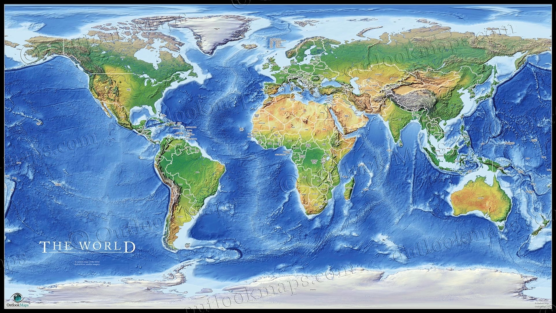 Physical World Map Poster