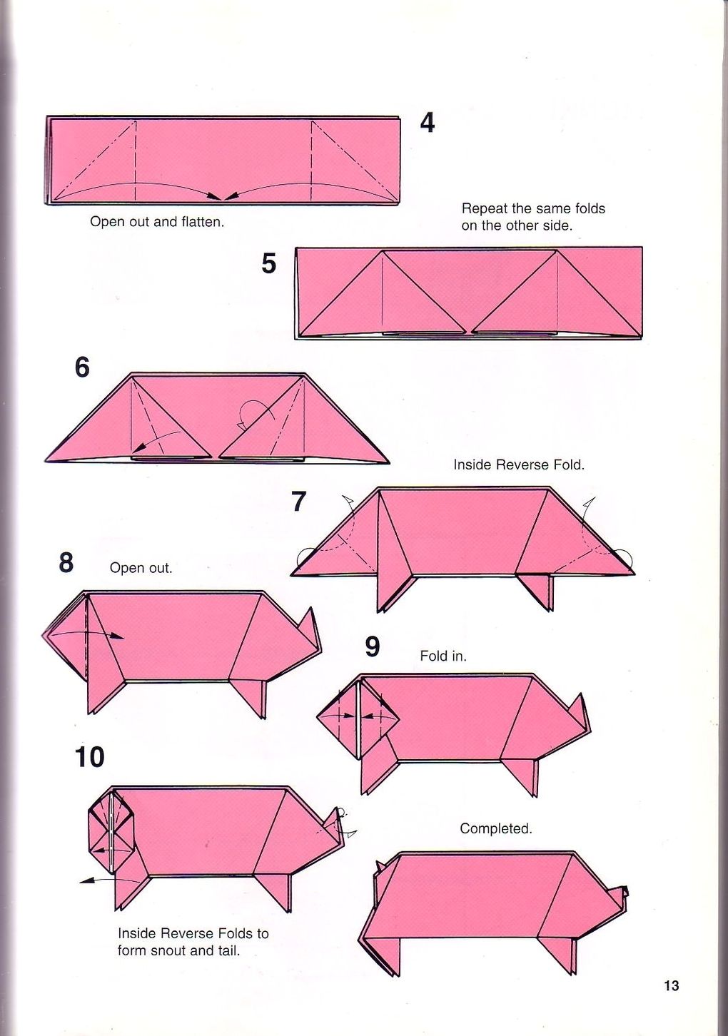 Pig origami instructions