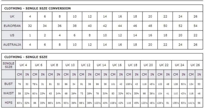 Uk sizing conversion chart ryans celtic north cultural gifts - Ygraph