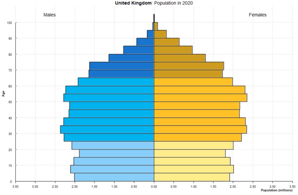 United Kingdom population pyramid Ygraph