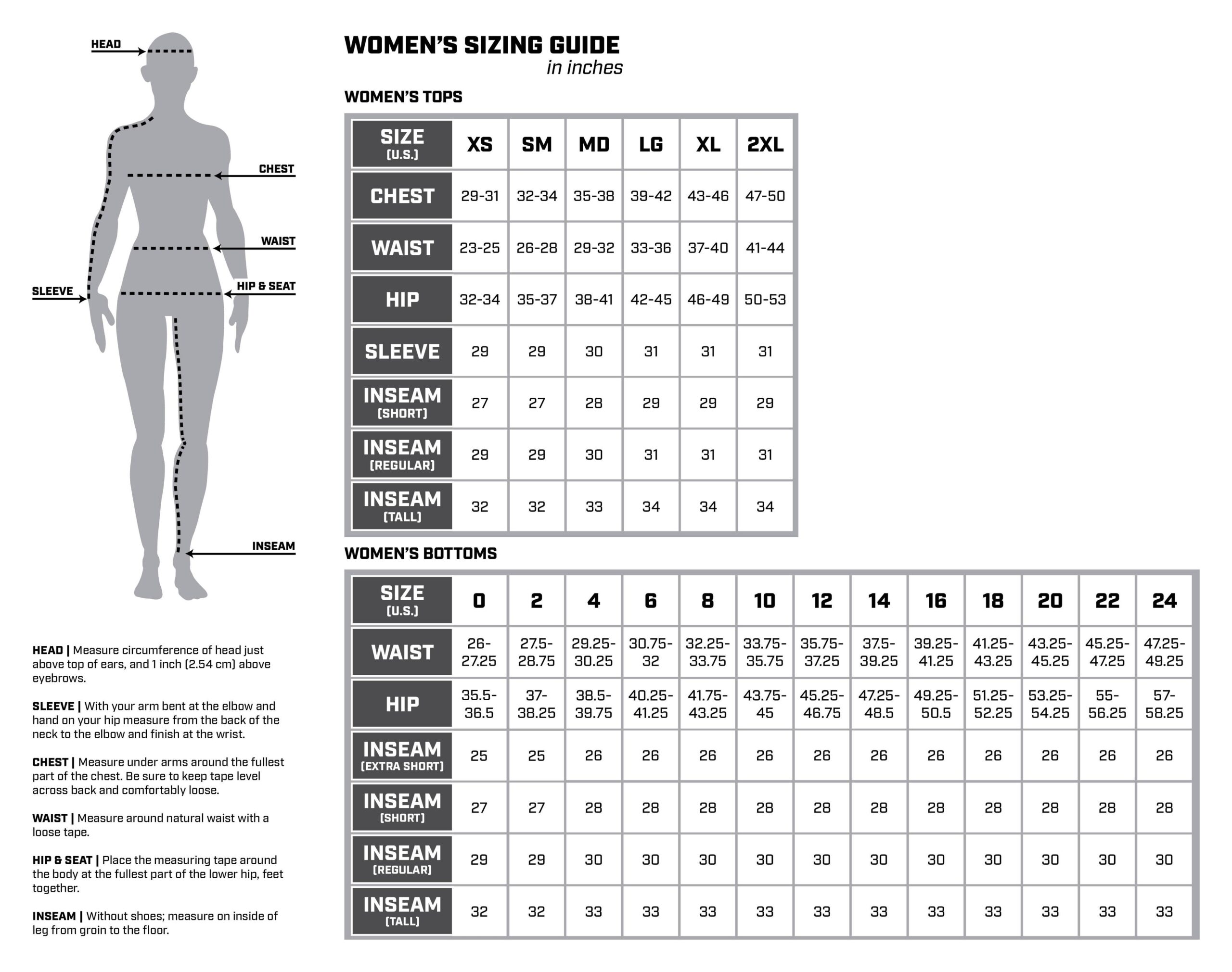 Women's Altitude Jacket Size Chart