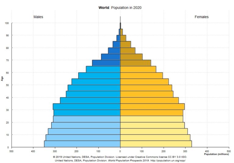 World population pyramid Ygraph